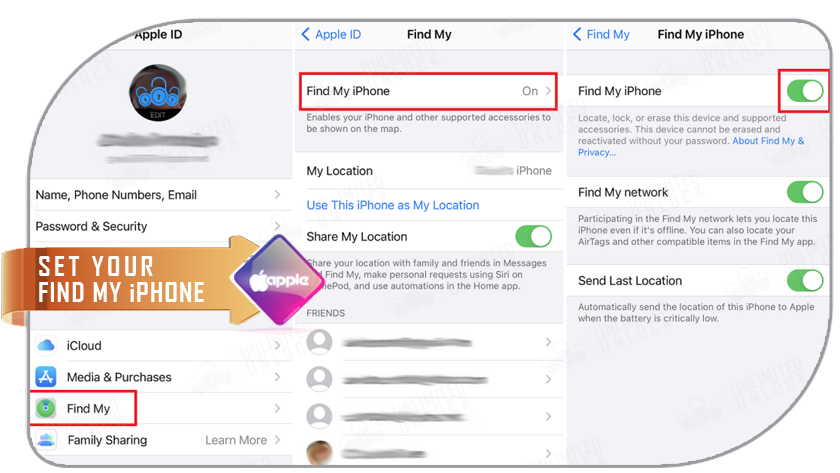 Setting a passcode and using your face or fingerprint - Setting Find My
