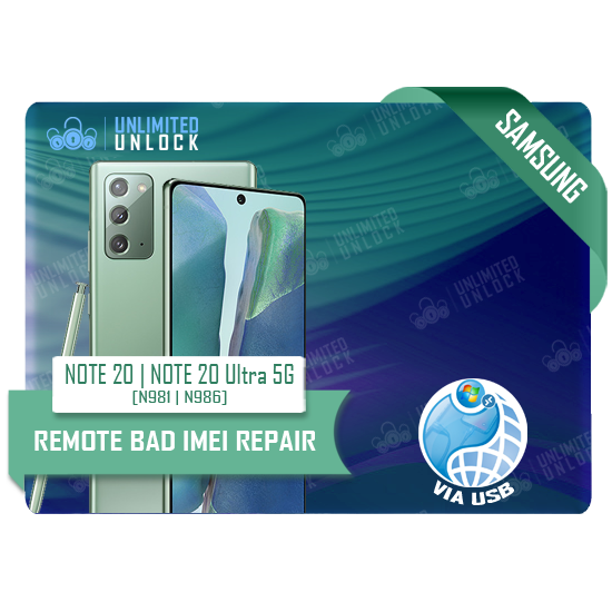 Samsung Note20 (N981) | Note20 Ultra 5G (N986) REMOTE IMEI REPAIR + UNLOCK + TOKEN 